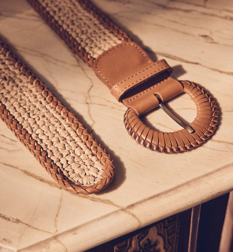 CEINTURE EN CUIR ET RAPHIA EDENA
