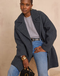 MANTEAU ASSIA EN LAINE EFFET BOUCLETTE