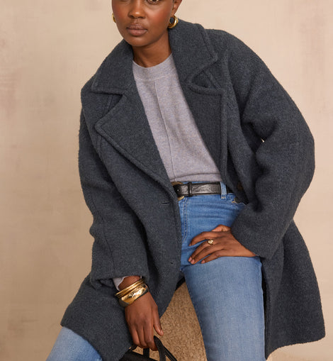 MANTEAU ASSIA EN LAINE EFFET BOUCLETTE