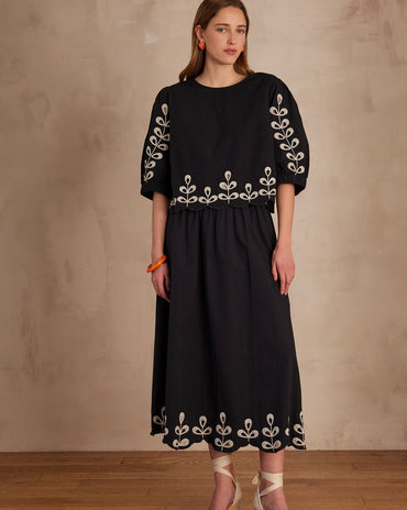 JUPE JASMINE EN COTON BRODÉ