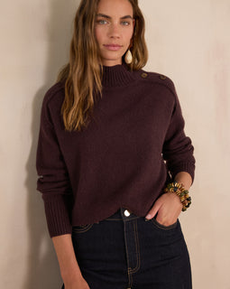 PULL COL MONTANT BRADLEY EN 100% CACHEMIRE - 4 FILS