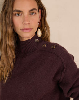 PULL COL MONTANT BRADLEY EN 100% CACHEMIRE - 4 FILS