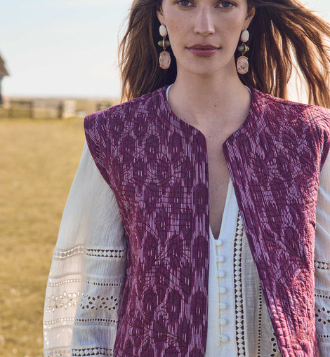 GILET PRUNE EN COTON