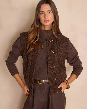 GILET SANS MANCHES BARNEY EN LAINE TORSADÉE