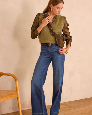 PULL COL V BASILE 100% LAINE