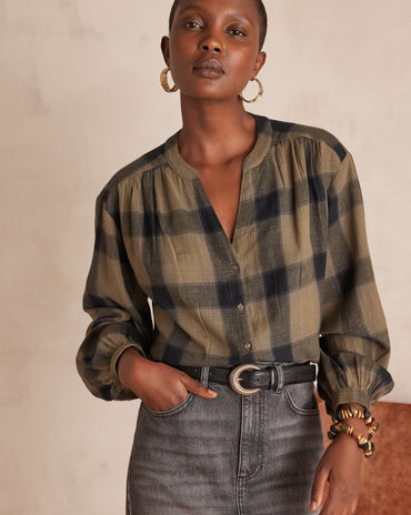 BLOUSE À CARREAUX SAMANTHA 100% COTON