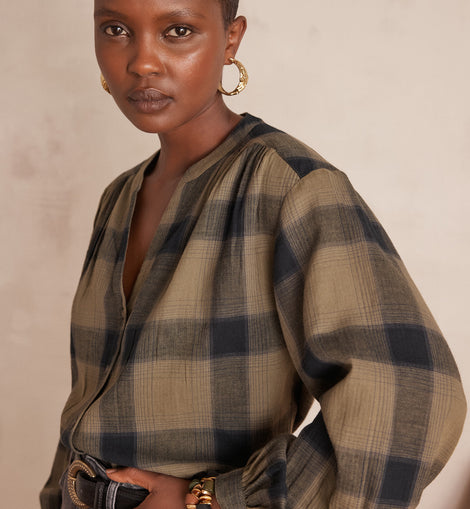 BLOUSE À CARREAUX SAMANTHA 100% COTON