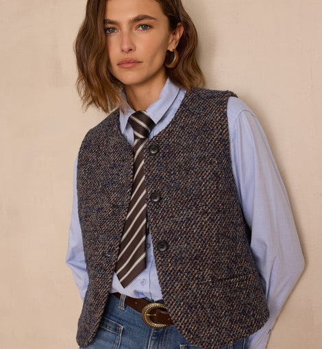 GILET SANS MANCHES PHARELL EN LAINE TWEED