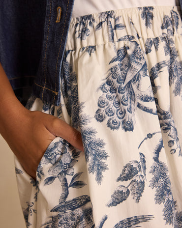 JUPE BRUNE EN COTON IMPRIMÉ