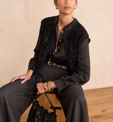 GILET SANS MANCHES À SEQUINS BECKA