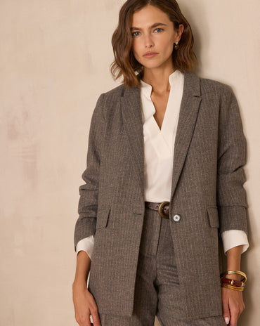 VESTE NELIA EN LAINE À RAYURES