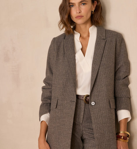 VESTE NELIA EN LAINE À RAYURES