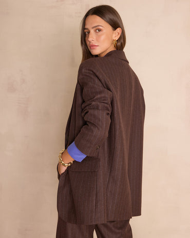 VESTE TAILLEUR EN LAINE RAYÉE PARKER