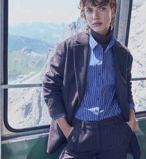 VESTE TAILLEUR EN LAINE RAYÉE PARKER