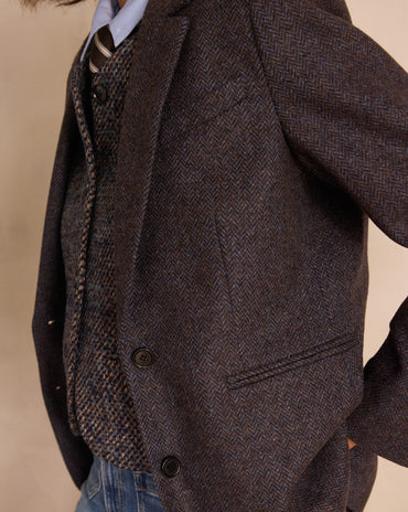 VESTE TAILLEUR EN LAINE À CHEVRONS COURTNEY