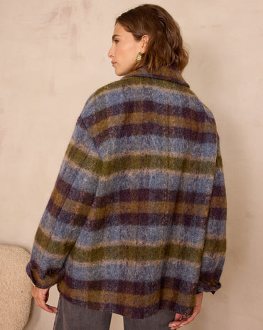 MANTEAU MI-LONG DANNY EN LAINE À CARREAUX