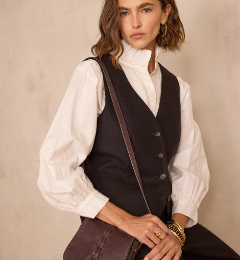 GILET SANS MANCHES ABEL BIS EN LAINE À CHEVRONS