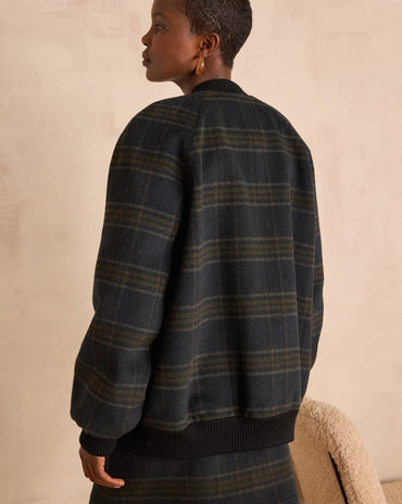 BOMBER KIM EN LAINE À CARREAUX