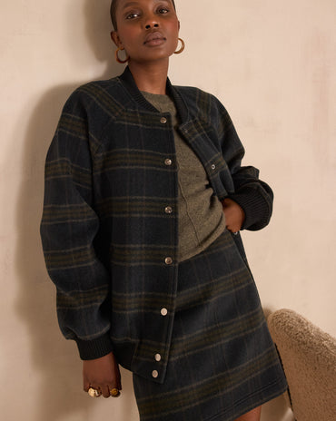 BOMBER KIM EN LAINE À CARREAUX