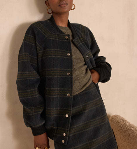 BOMBER KIM EN LAINE À CARREAUX