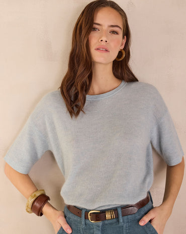 PULL À MANCHES COURTES EN MOHAIR ET LAINE PAOLO BIS