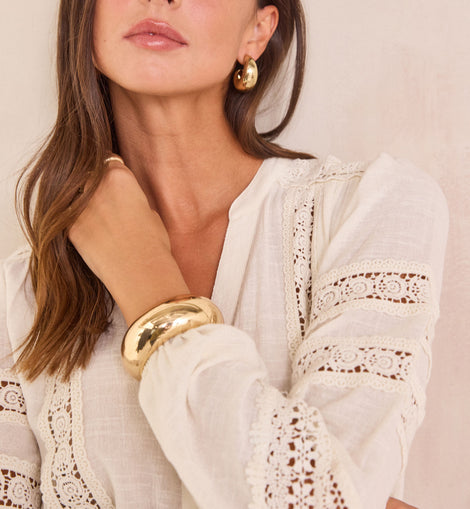 BLOUSE À BRODERIES FLORALES EN 100% COTON DENIA