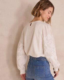 BLOUSE À BRODERIES FLORALES EN 100% COTON DEBBY