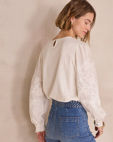 BLOUSE À BRODERIES FLORALES EN 100% COTON DEBBY