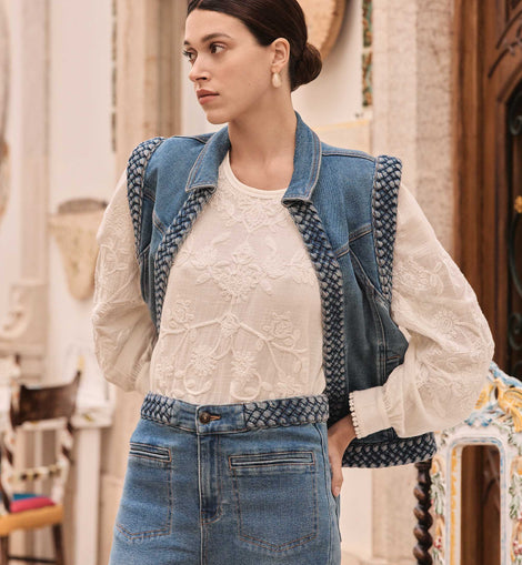 BLOUSE À BRODERIES FLORALES EN 100% COTON DEBBY