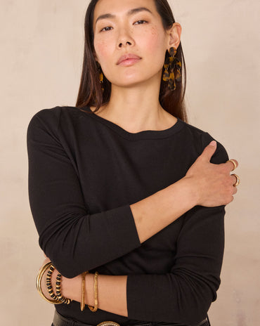 T-SHIRT CÔTELÉ À MANCHES LONGUES LENA