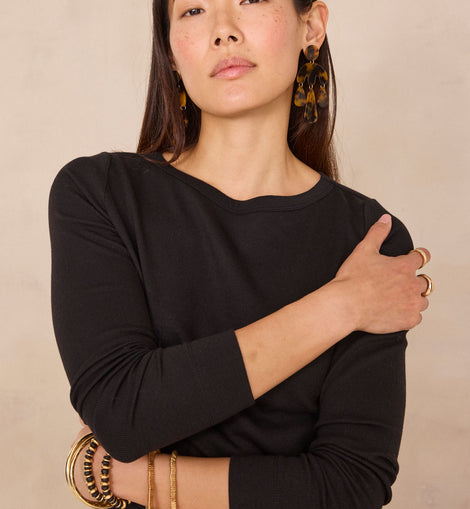 T-SHIRT CÔTELÉ À MANCHES LONGUES LENA