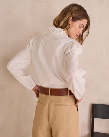 BLOUSE À BRODERIES FLORALES EN 100% COTON DIAMOND