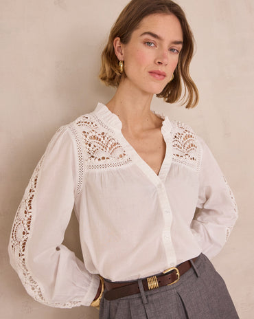 BLOUSE À BRODERIE FLORALE EN 100% COTON DAISY