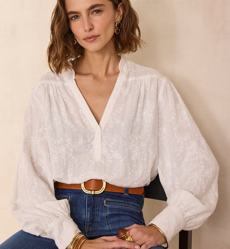 BLOUSE À BRODERIES FLORALES DILA