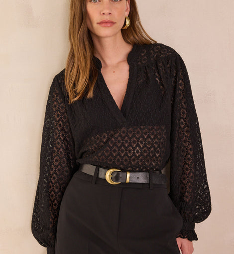 BLOUSE COL V BRODÉE EN COTON DANIELA