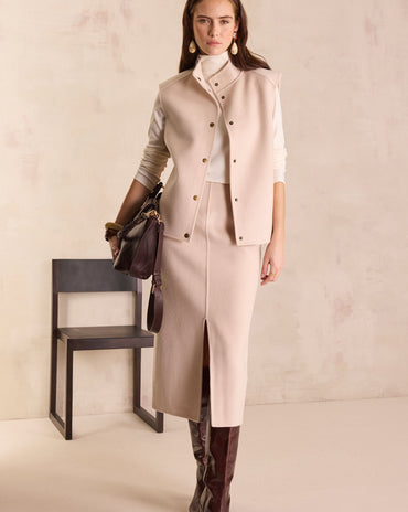 JUPE DROITE EN 100% LAINE OLIVIA