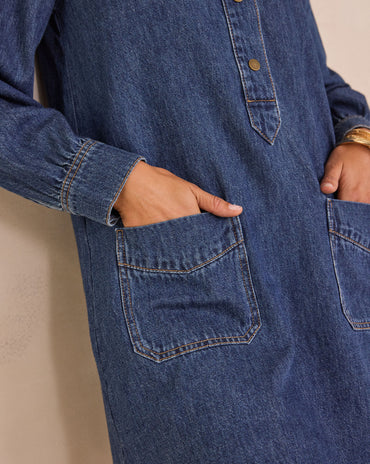 ROBE CHEMISE EN DENIM À COL MONTANT BLAKE