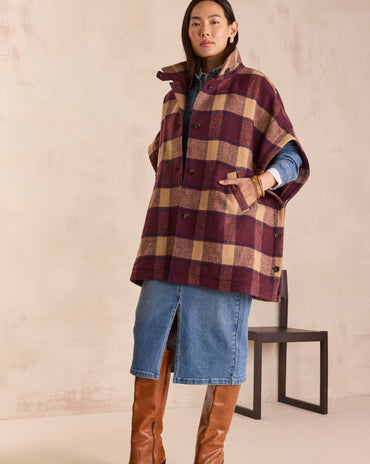MANTEAU-CAPE À CARREAUX DOLLY