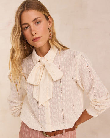 BLOUSE À COL LAVALLIÈRE EN COTON COLETTE
