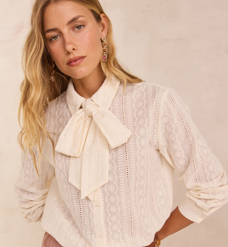 BLOUSE À COL LAVALLIÈRE EN COTON COLETTE