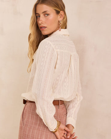 BLOUSE À COL LAVALLIÈRE EN COTON COLETTE
