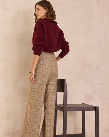 PANTALON LARGE MOTIF PRINCE DE GALLES LAYLA