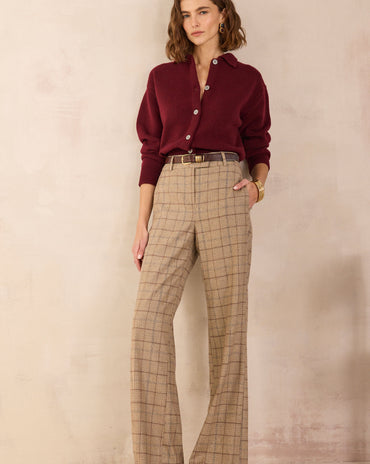 PANTALON LARGE MOTIF PRINCE DE GALLES LAYLA
