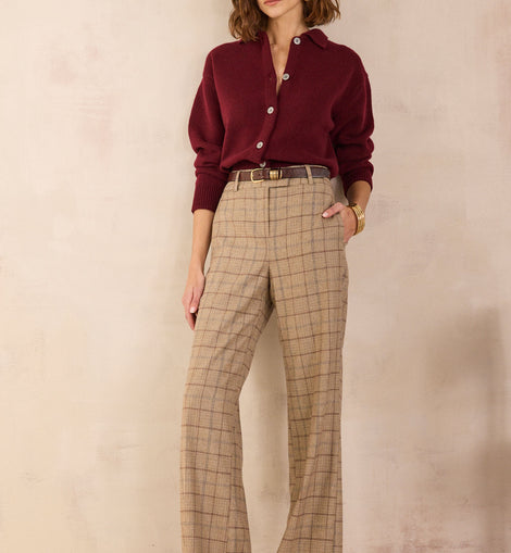 PANTALON LARGE MOTIF PRINCE DE GALLES LAYLA