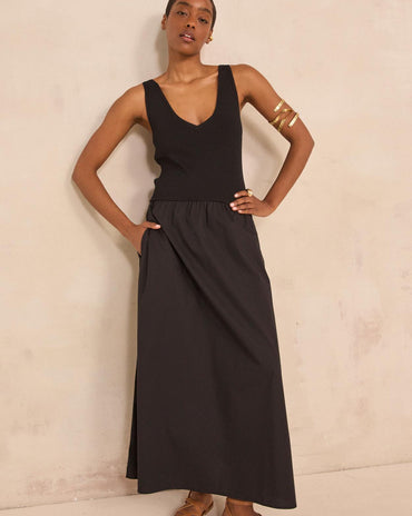 ROBE TRAPÈZE BI-MATIÈRES BYS