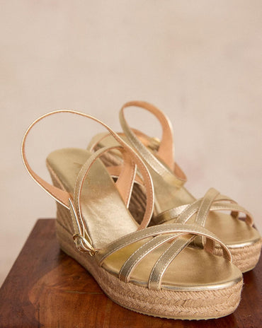 ESPADRILLES COMPENSÉES EN CUIR SCARLETTE