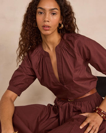 BLOUSE MANCHES EN COURTES COTON DONNA