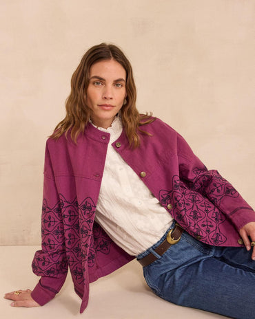 VESTE À MANCHES LONGUES BRODÉE EN COTON VALERY