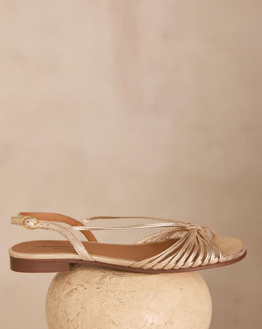 SANDALES PLATES IRISÉES  EN 100% CUIR SUN
