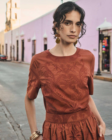 BLOUSE BRODÉE À MANCHES COURTES DOLORES